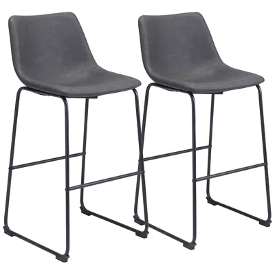 Zuo S/2 Smart Bar Chair Charcoal