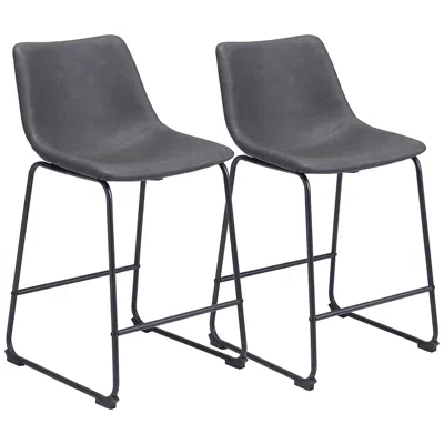 Zuo S/2 Smart Counter Chair Charcoal