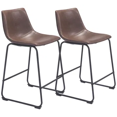 Zuo S/2 Smart Counter Chair Vintage Espresso In Brown