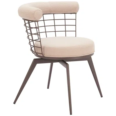 Zuo Saku Swivel Dining Chair Beige & Brown