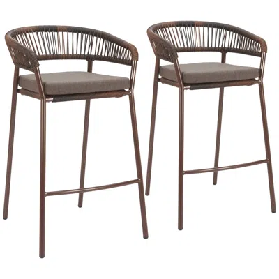 Zuo Skye Barstool Brown Set Of 2