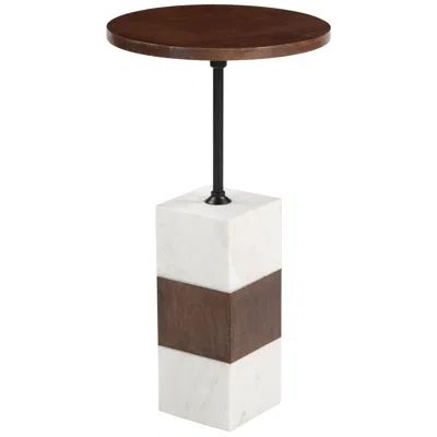 Zuo Stuk Side Table Brown & White