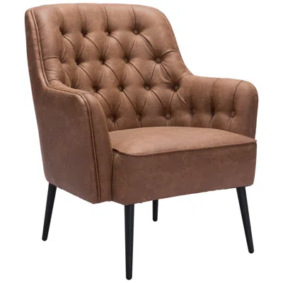 Zuo Tasmania Vintage Brown Fabric Tufted Accent Chair