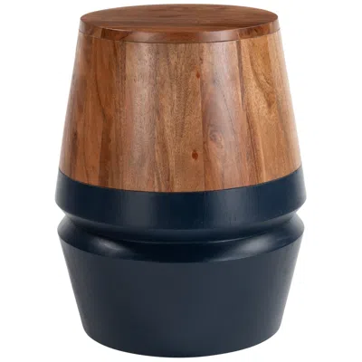 Zuo Tornos Side Table Walnut & Deep Blue In Brown