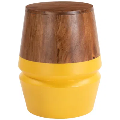Zuo Tornos Side Table Walnut & Yellow In Brown