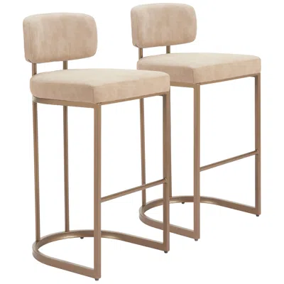 Zuo Velar Barstool (set Of 2) Beige