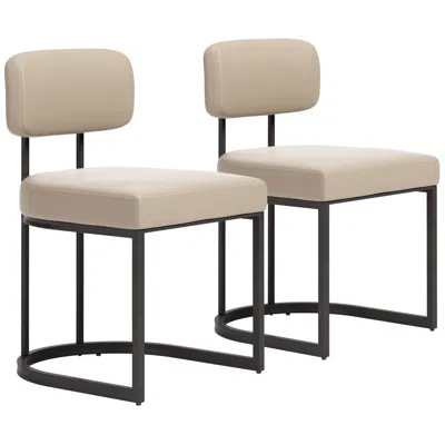 Zuo Velar Dining Chair (set Of 2) Beige & Gray In Brown