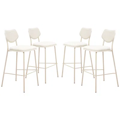 Zuo Zeal Barstool (set Of 4) Light Gray & Beige