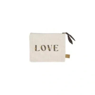 Zusss Toilet Bag Love Sand/anthracite/gold In White