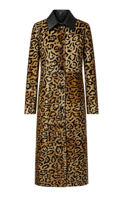 Zut Antar Leopard-print Haircalf Leather Coat In Multi