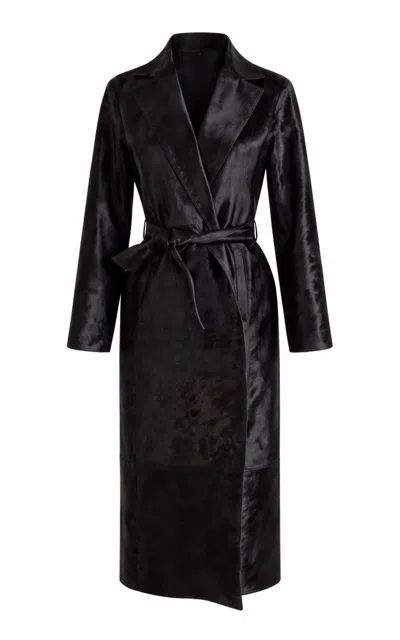 Zut Fort Haircalf Leather Coat In Black