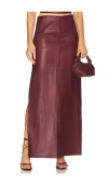 Zut Laurel Leather Maxi Skirt In Burgundy