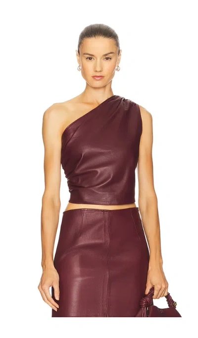 Zut Laurel Leather Top In Burgundy