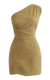 Zut Matriarca Suede One-shoulder Mini Dress In Brown