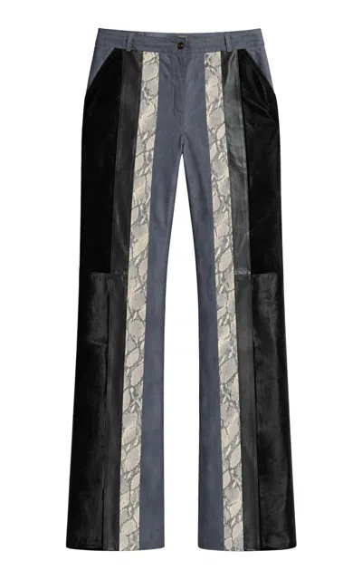 Zut Nigata Mixed-leather Wide-leg Pants In Black