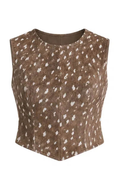 Zut Sam Haircalf Leather Shell Top In Brown