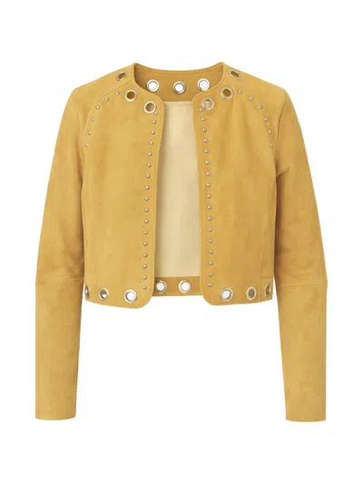 Zut Studded Suede Jacket In Yellow