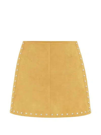 Zut Studded Suede Mini Skirt In Yellow