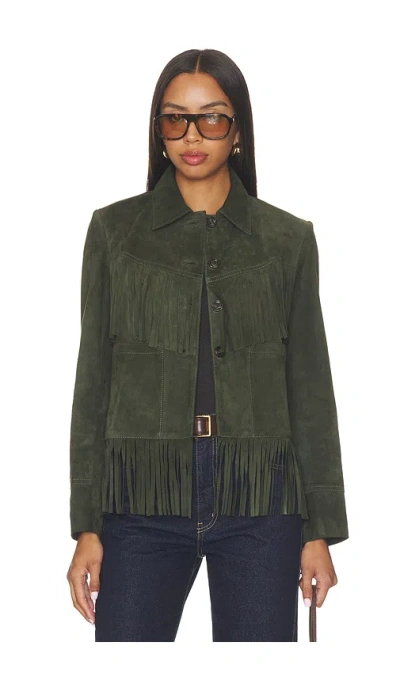 Zut Suede Fringe Jacket In Olive Suede