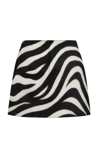 Zut Tellier Zebra-print Haircalf Leather Mini Skirt In Black