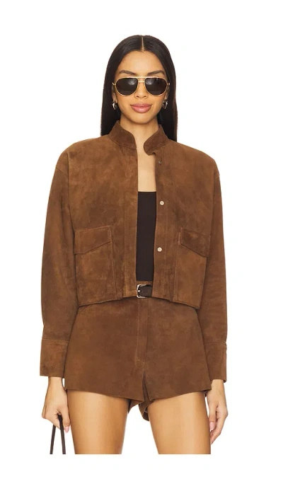 Zut X Revolve Cropped Hair-on Cowhide Leather Jacket In Camel Suede