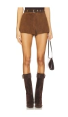 Zut X Revolve Waistband Shorts In 驼色麂皮