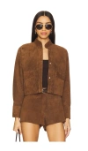 Zut X Revolve X Revolve Cropped Hair-on Cowhide Leather Jacket In 驼色麂皮
