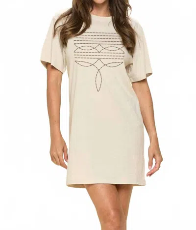Zutter Cowboy Boots Toe Stitch Western Graphic Tunic Top In Bone In Neutral