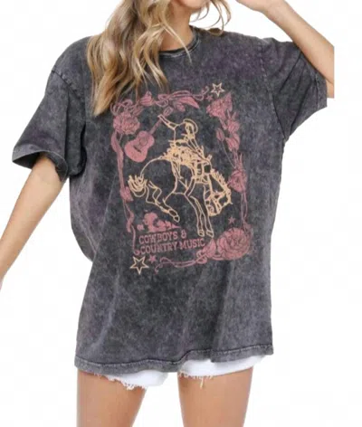 Zutter Cowboys And Country Music Graphic Tee In Black