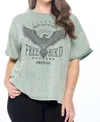 Zutter Freebird America Boyfriend Graphic Tee In Green In Green