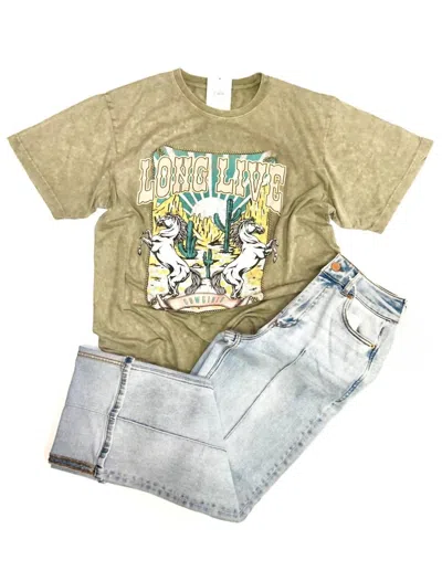 Zutter Long Live Cowgirls Tee In Mineral Wash In Beige