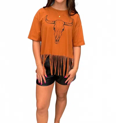 Zutter Longhorn Fringe Crop Top In Burnt Orange In Purple