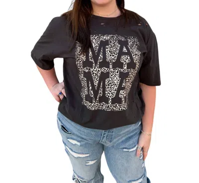 Zutter Mama Distressed Rocker Tee Plus In Black