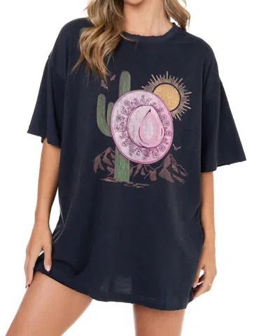Zutter Out West Cowgirl Graphic Tee Top In Black