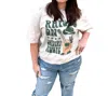 ZUTTER RAISED ON COUNTRY MUSIC DISTRESSED ROCKER TEE PLUS IN WHITE