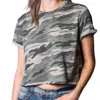 Zutter Short Sleeve Crop Top In Green Camo In Green