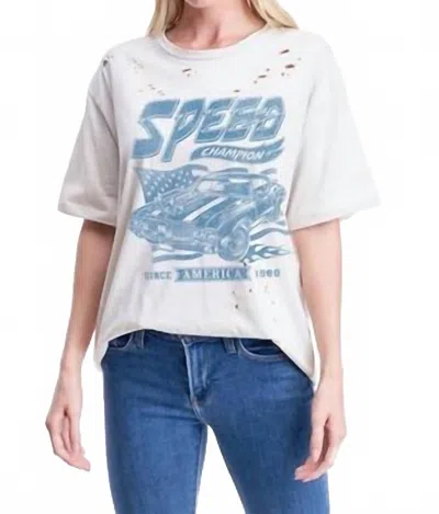 Zutter Vintage Race Graphic Tee In Bone In White