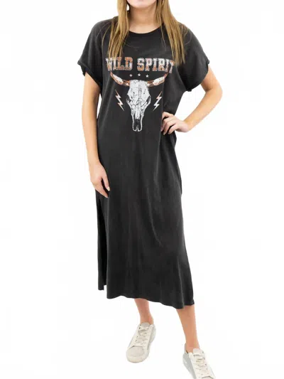 Zutter Wild Spirit Graphic T-shirt Midi Dress In Black