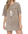 Zutter Wild Spirit Longhorn Graphic Tee Top In Brown In Brown