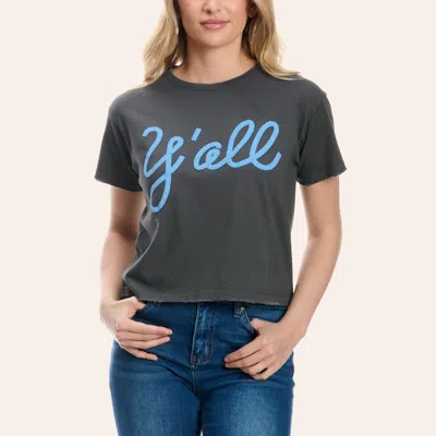 Zutter Women's Black & Teal Y'all Graphic T-shirt In Blue