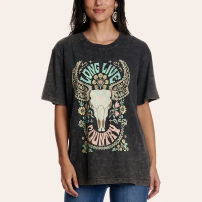 Zutter Women's Black Long Live Country Graphic T-shirt