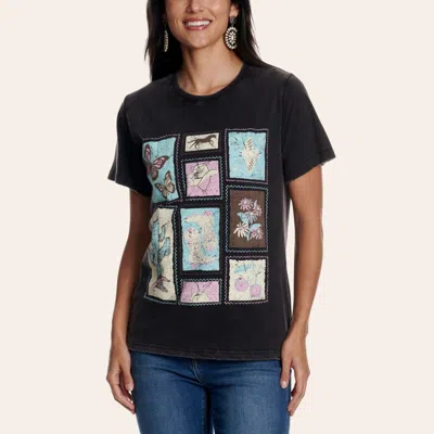 Zutter Women's Black Western Poster Patch Graphic T-shirt