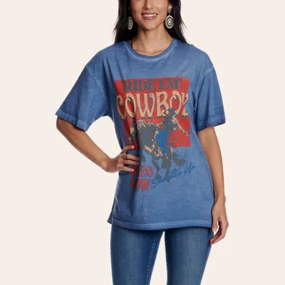 Zutter Women's Blue Ride Em Cowboy Graphic T-shirt