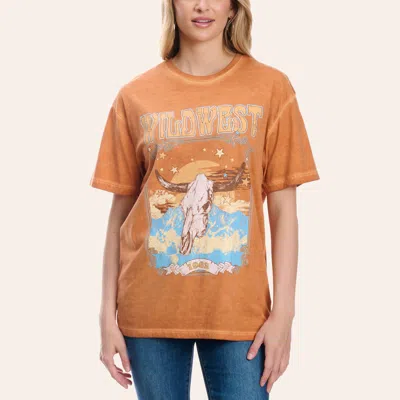 Zutter Women's Burnt Orange Longhorn Skull Graphic T-shirt In Brown