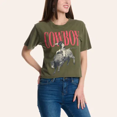 Zutter Women's Olive Cowboy Graphic T-shirt In Green