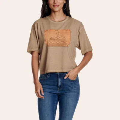 Zutter Women's Taupe Bootstitch Patch T-shirt In Brown