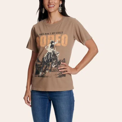 Zutter Women's Taupe This Ain't My First Rodeo Graphic T-shirt In Gray