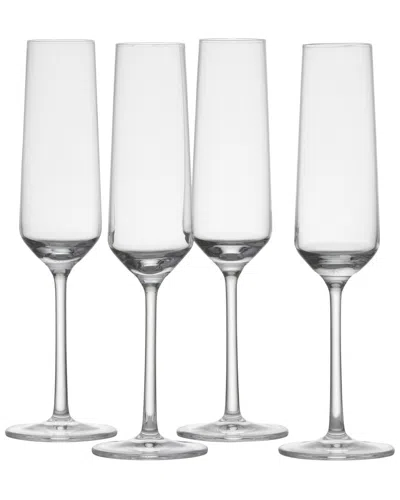 Zwiesel Glas Pure Tritan Set Of 4 Crystal Champagne Glasses In Transparent