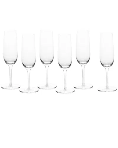 Zwiesel Glas Set Of 6 Banquet 7.3oz Champagne Flutes In Transparent