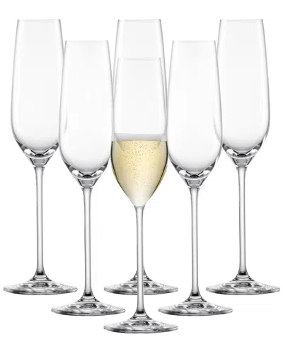 Zwiesel Glas Set Of 6 Fortissimo 8.1oz Champagne Flutes In Transparent